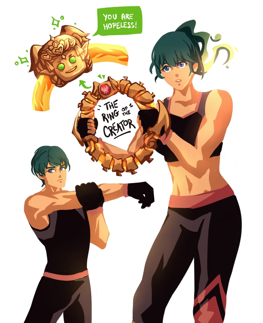 female byleth, male byleth, sothis, ring fit trainee, and ring (fire emblem and 2 more) drawn by marcell_arts