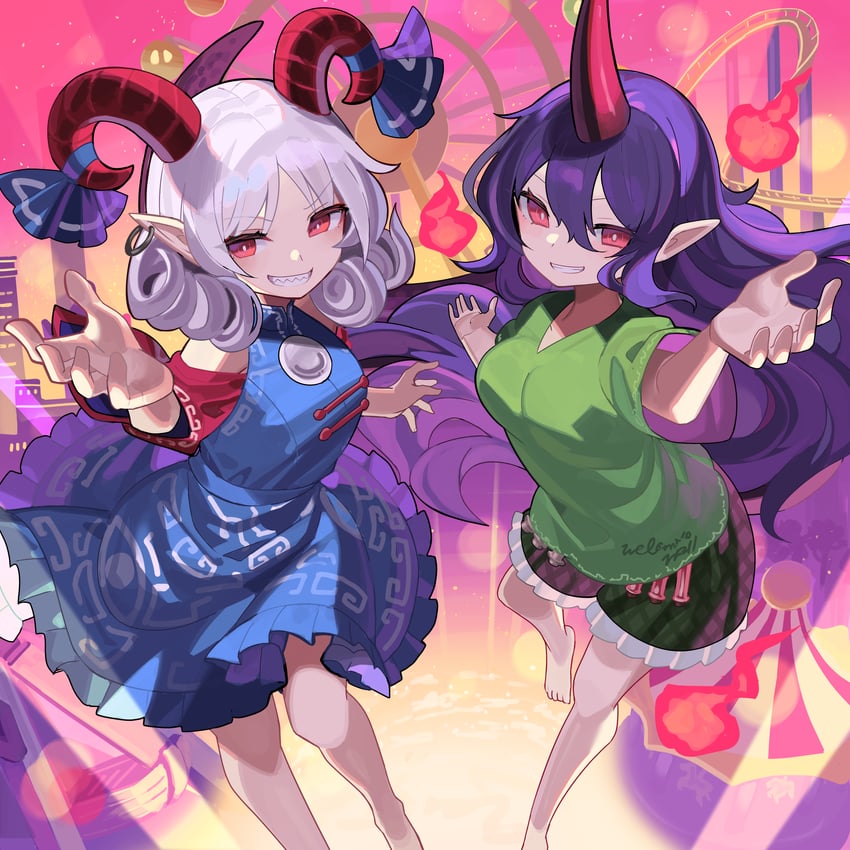 toutetsu yuuma and tenkajin chiyari (touhou and 1 more) drawn by falken_(yutozin)