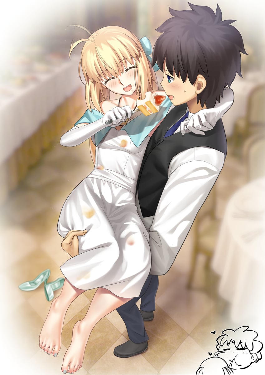 artoria pendragon, fujimaru ritsuka, and artoria caster (fate and 1 more) drawn by besmiled
