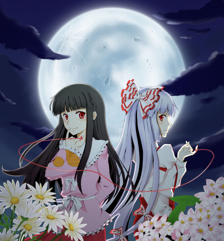 fujiwara no mokou and houraisan kaguya (touhou) drawn by aquarea