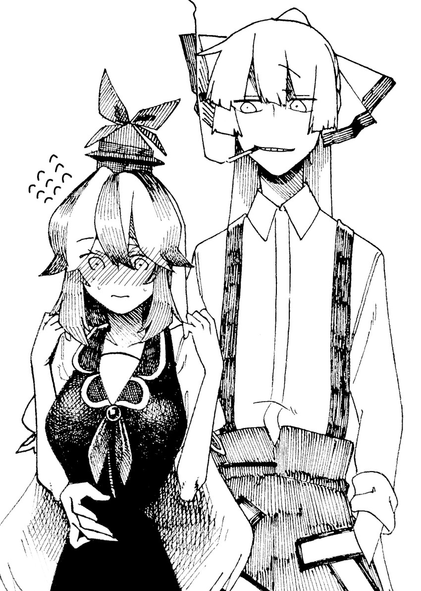 fujiwara no mokou and kamishirasawa keine (touhou) drawn by mobuyama_sol