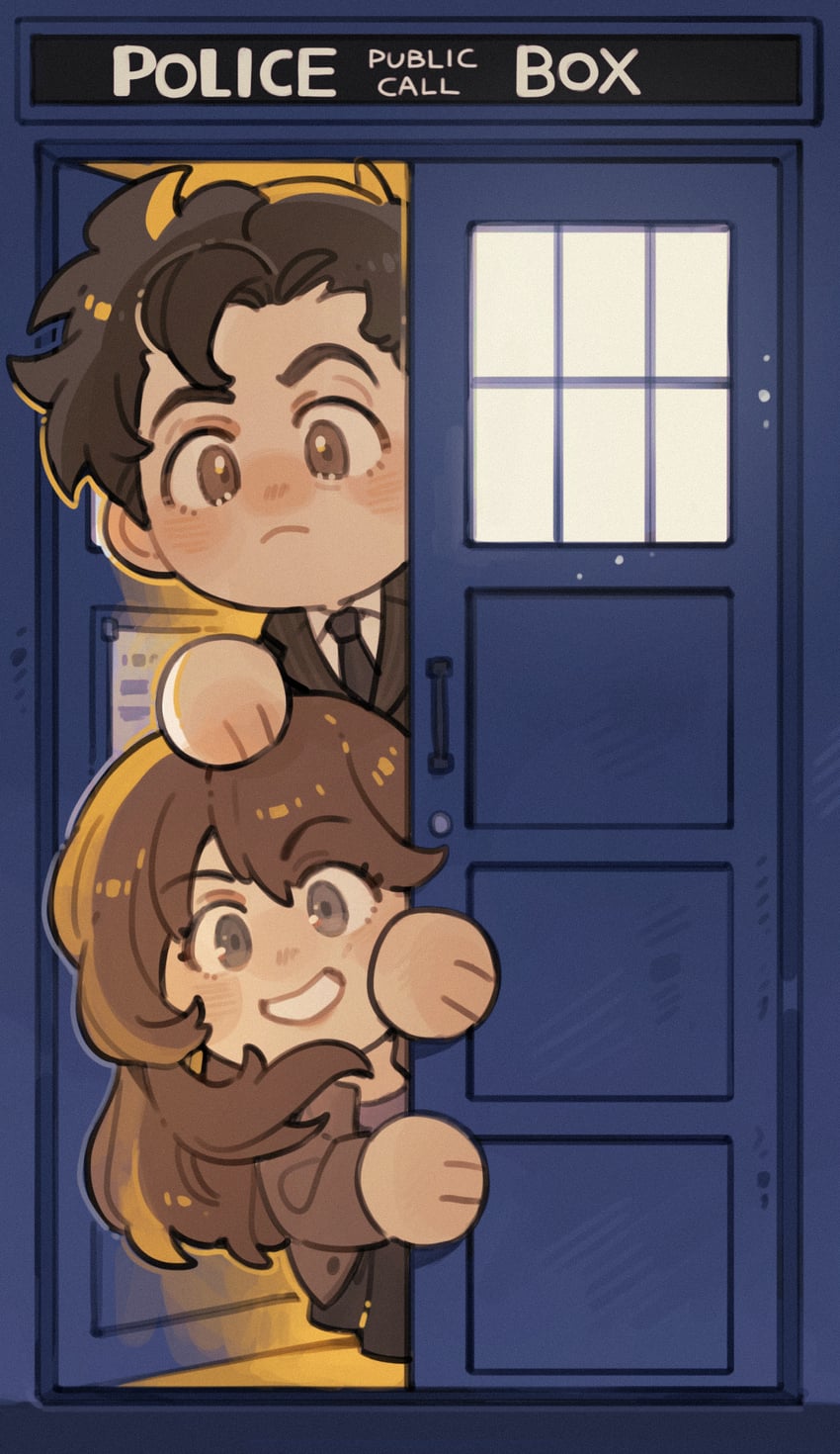 the doctor, tenth doctor, and donna noble (doctor who) drawn by luminous_slime