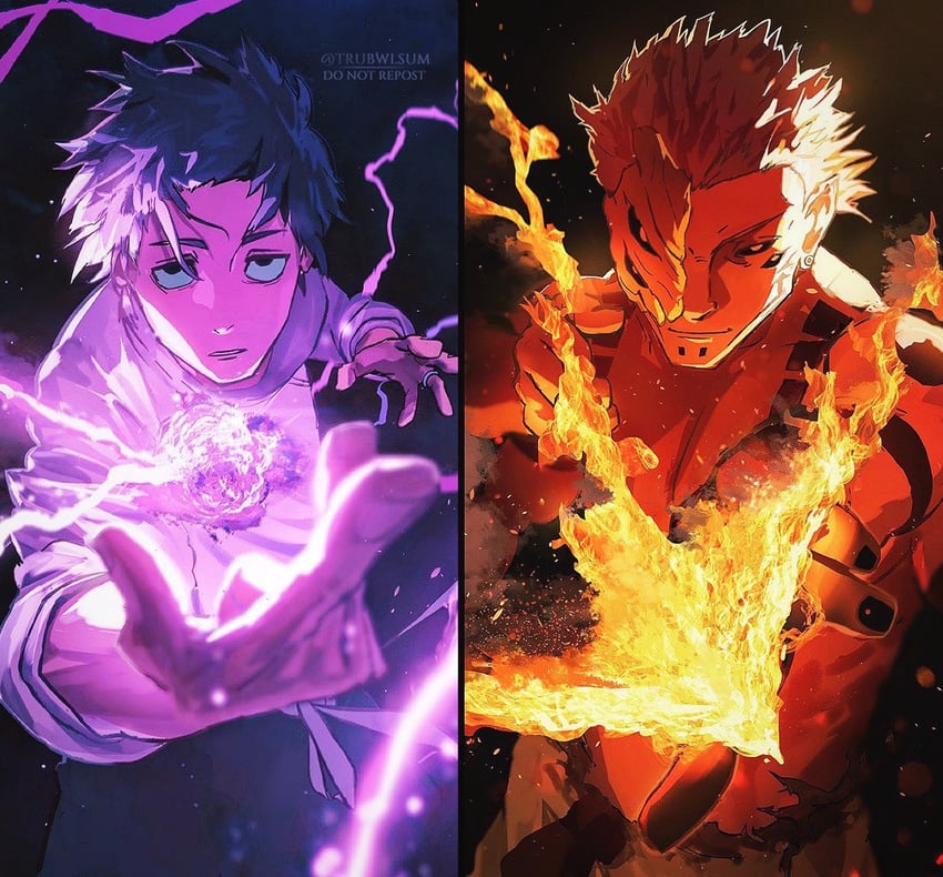 ryoumen sukuna and okkotsu yuuta (jujutsu kaisen) drawn by trubwlsum