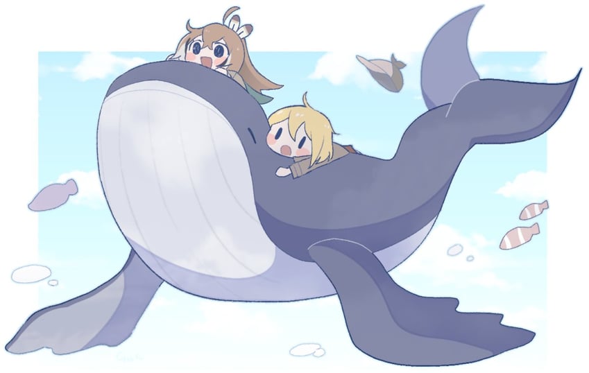 nanashi mumei, watson amelia, smol ame, and smol mumei (hololive and 1 more) drawn by gyaheung