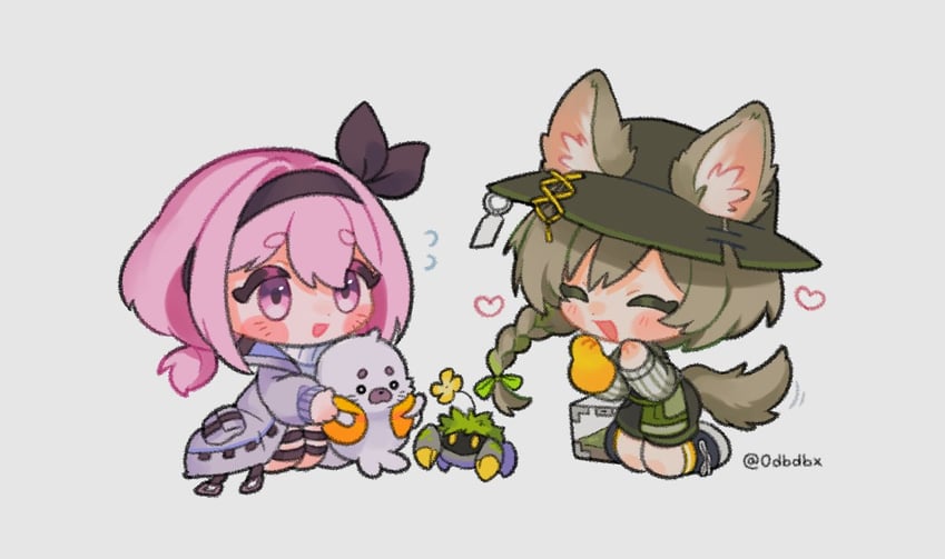 beanstalk, domesticated metal crab, and pudding (arknights) drawn by daba_(0dbdbx)