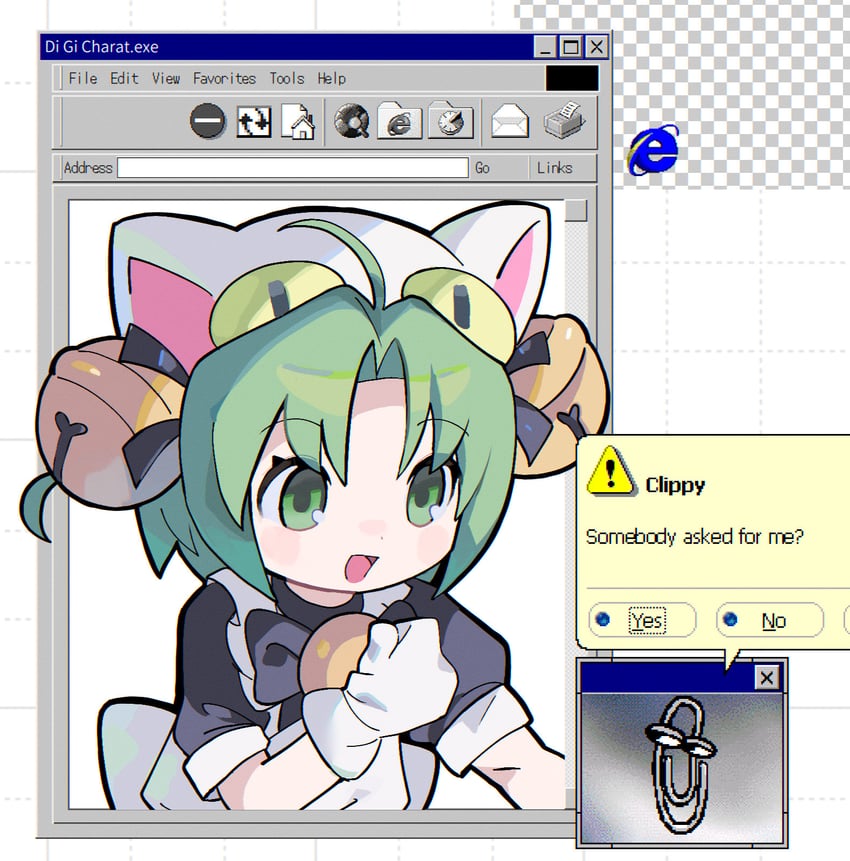 dejiko and clippy (di gi charat and 2 more) drawn by morizo_(morizoshop)