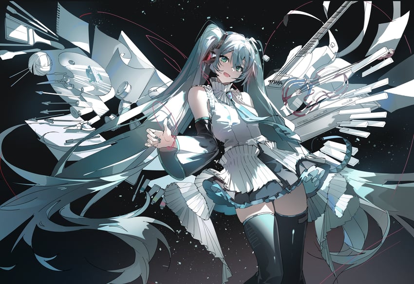 hatsune miku (vocaloid and 1 more) drawn by buri_(retty9349)