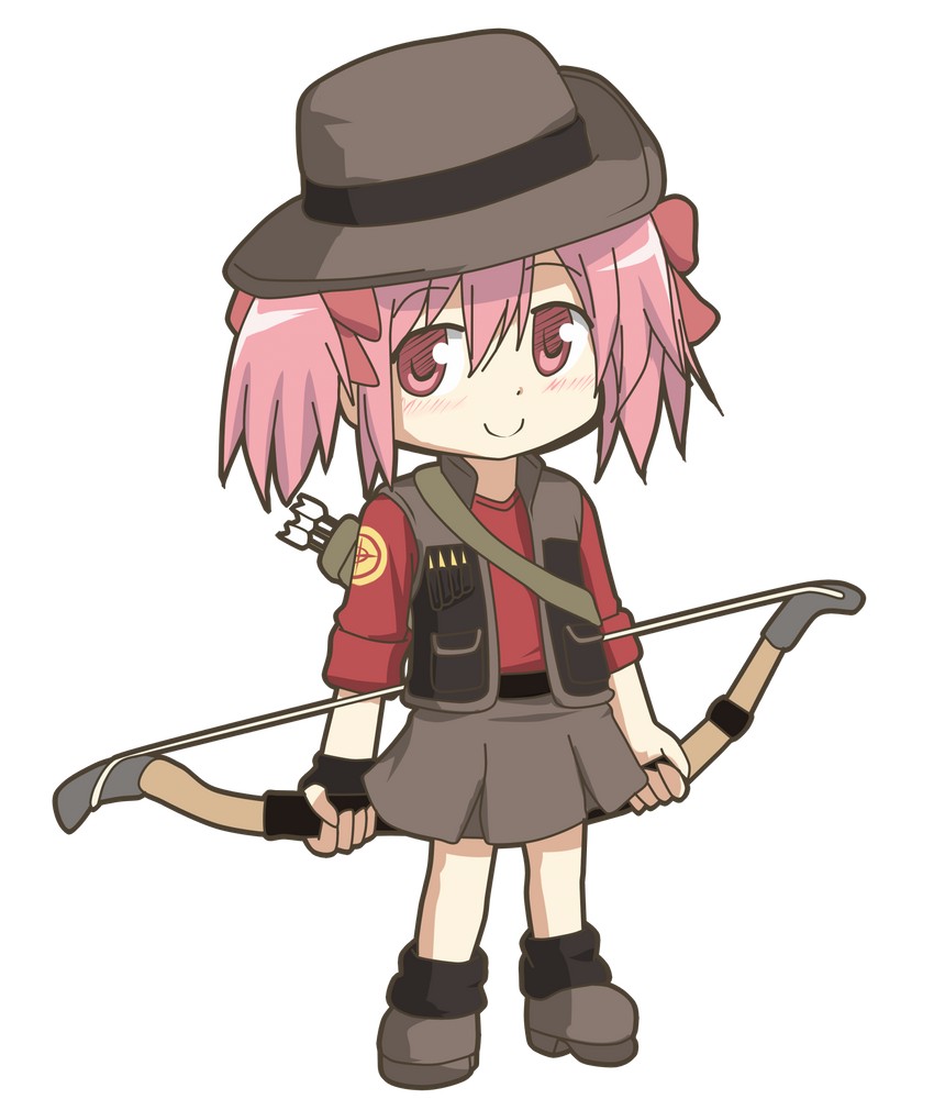 kaname madoka, sniper, and red sniper (mahou shoujo madoka magica and 1 more) drawn by hangaku