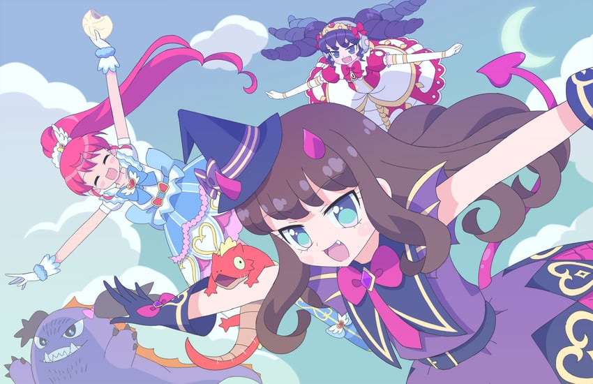 kurosu aroma, shiratama mikan, gaaruru, and gajira (pretty series and 1 more) drawn by ku_(residual666)