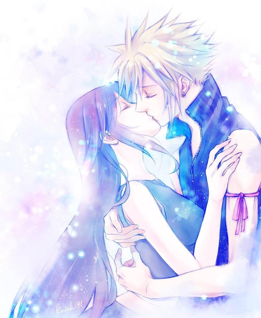 tifa lockhart and cloud strife (final fantasy and 2 more) drawn by quichi_91