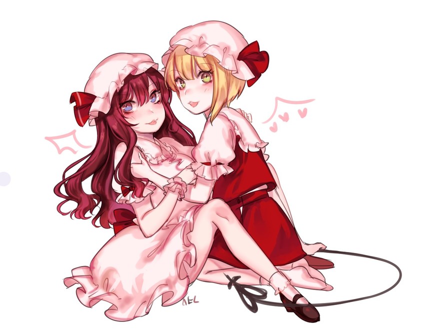 remilia scarlet, flandre scarlet, ichinose shiki, and miyamoto frederica (touhou and 2 more) drawn by shan