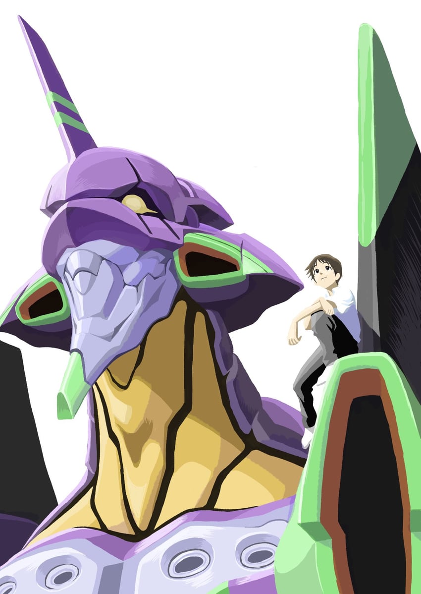 ikari shinji and eva 01 (neon genesis evangelion) drawn by kimura_yuji