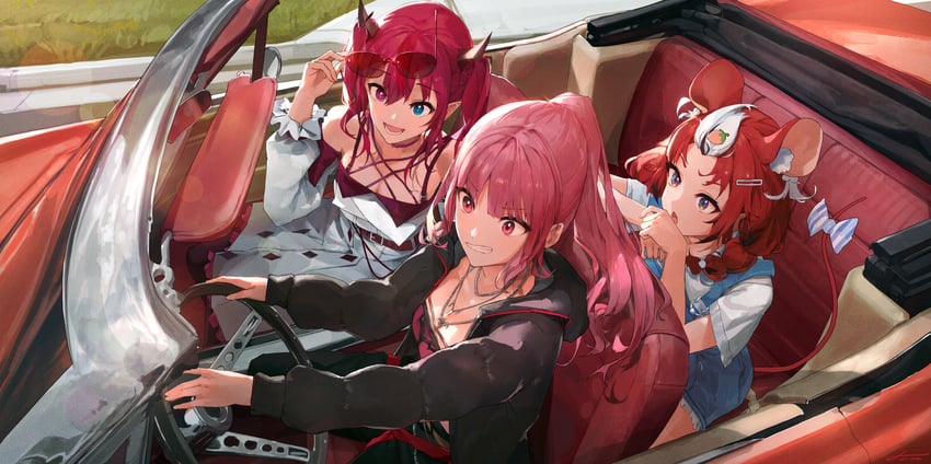 mori calliope, hakos baelz, and irys (hololive and 1 more) drawn by jushoro