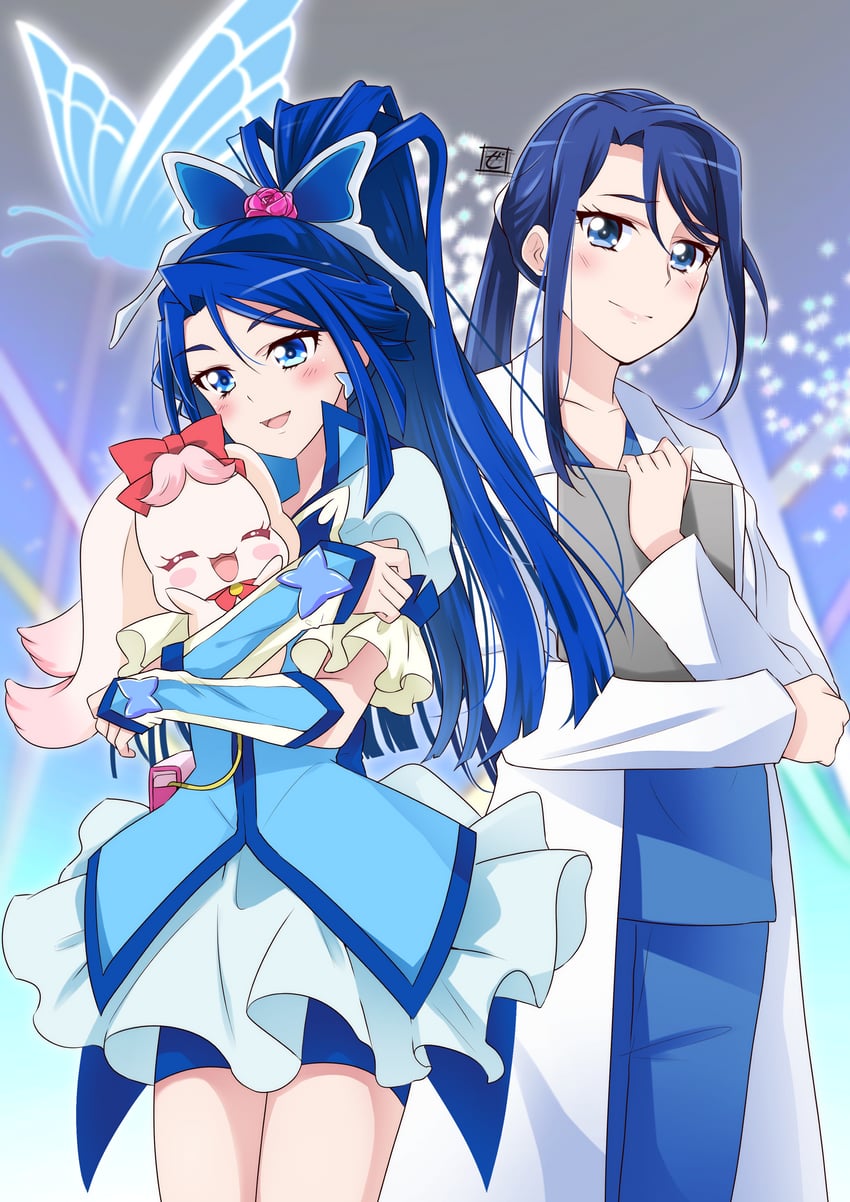minazuki karen, cure aqua, and milk (precure and 3 more) drawn by zero-theme