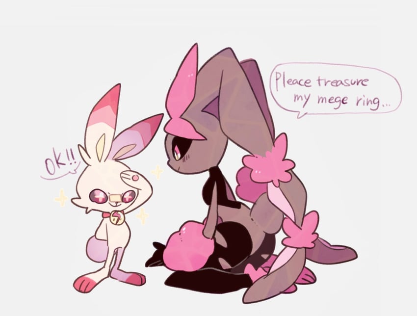 lopunny, scorbunny, and mega lopunny (pokemon) drawn by masayo_(skip)