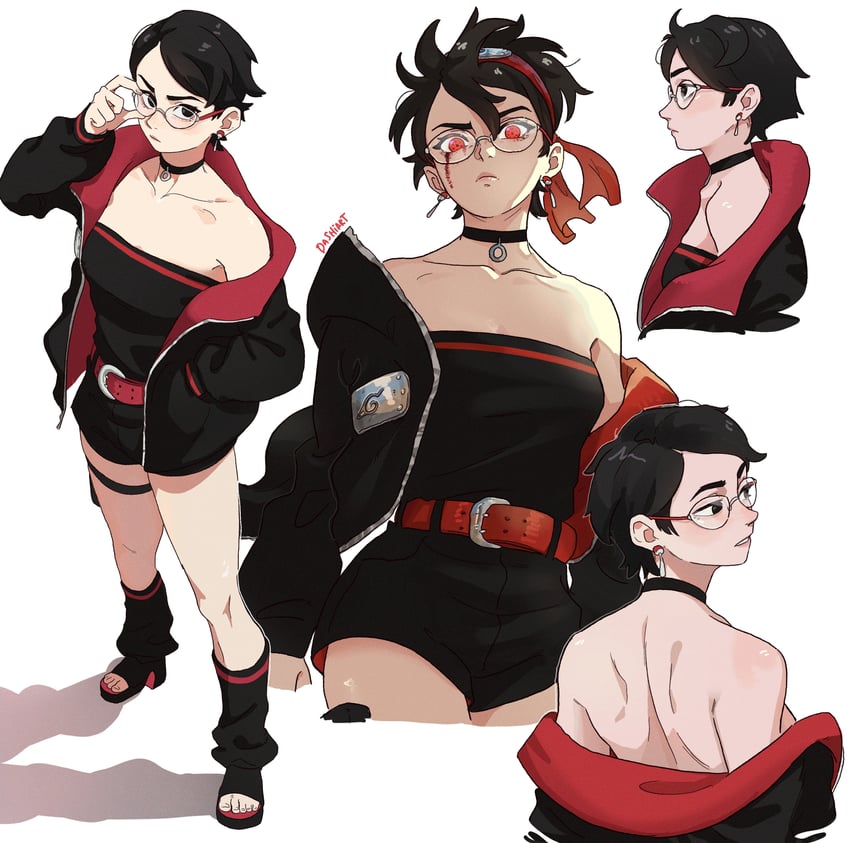 uchiha sarada (naruto and 1 more) drawn by dashi_(dashiart)
