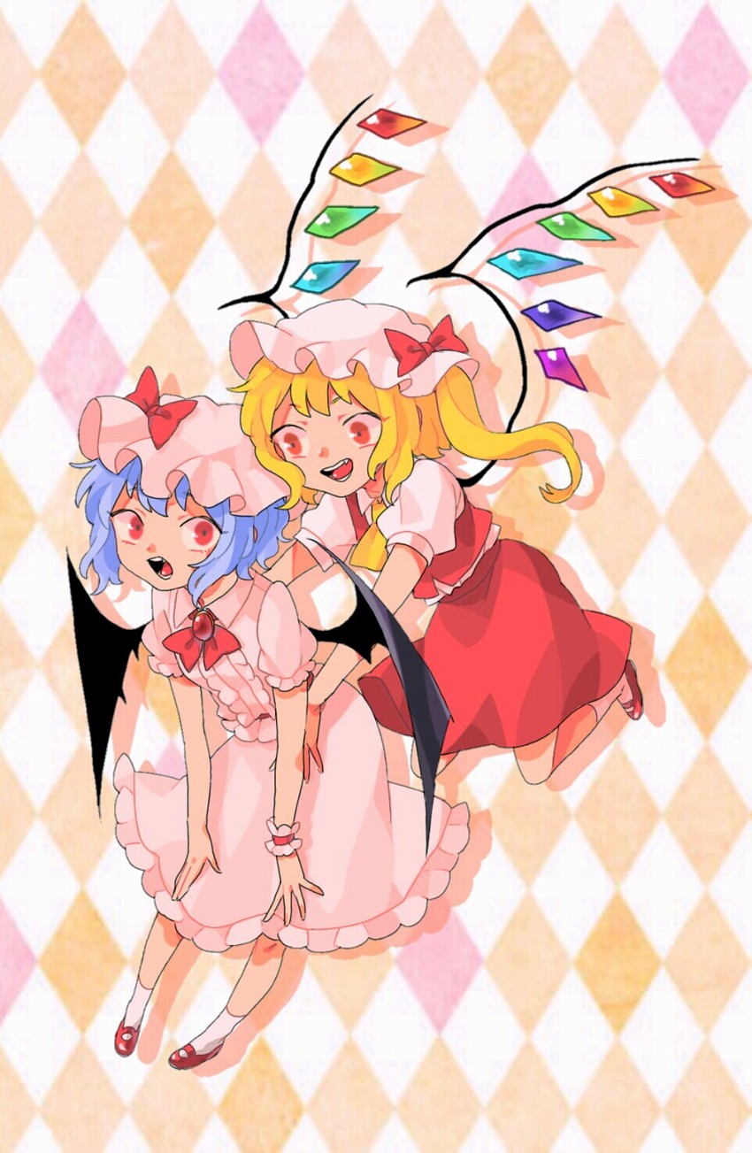 remilia scarlet and flandre scarlet (touhou) drawn by gelu_(ace_utti)