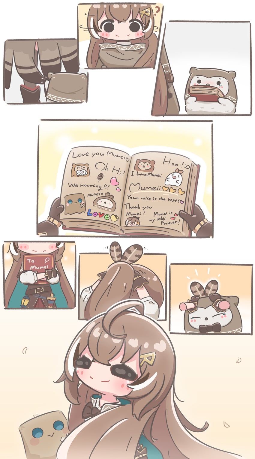 nanashi mumei, friend, hooman, and boomei (hololive and 1 more) drawn by mpien
