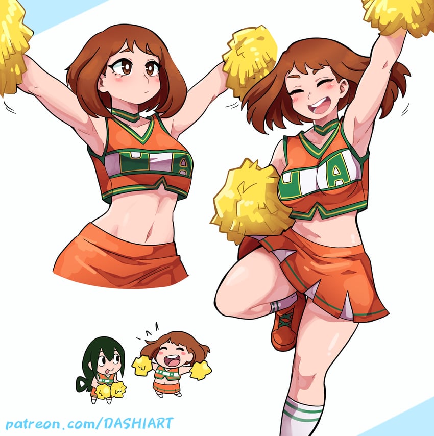 uraraka ochaco and asui tsuyu (boku no hero academia) drawn by dashi_(dashiart)