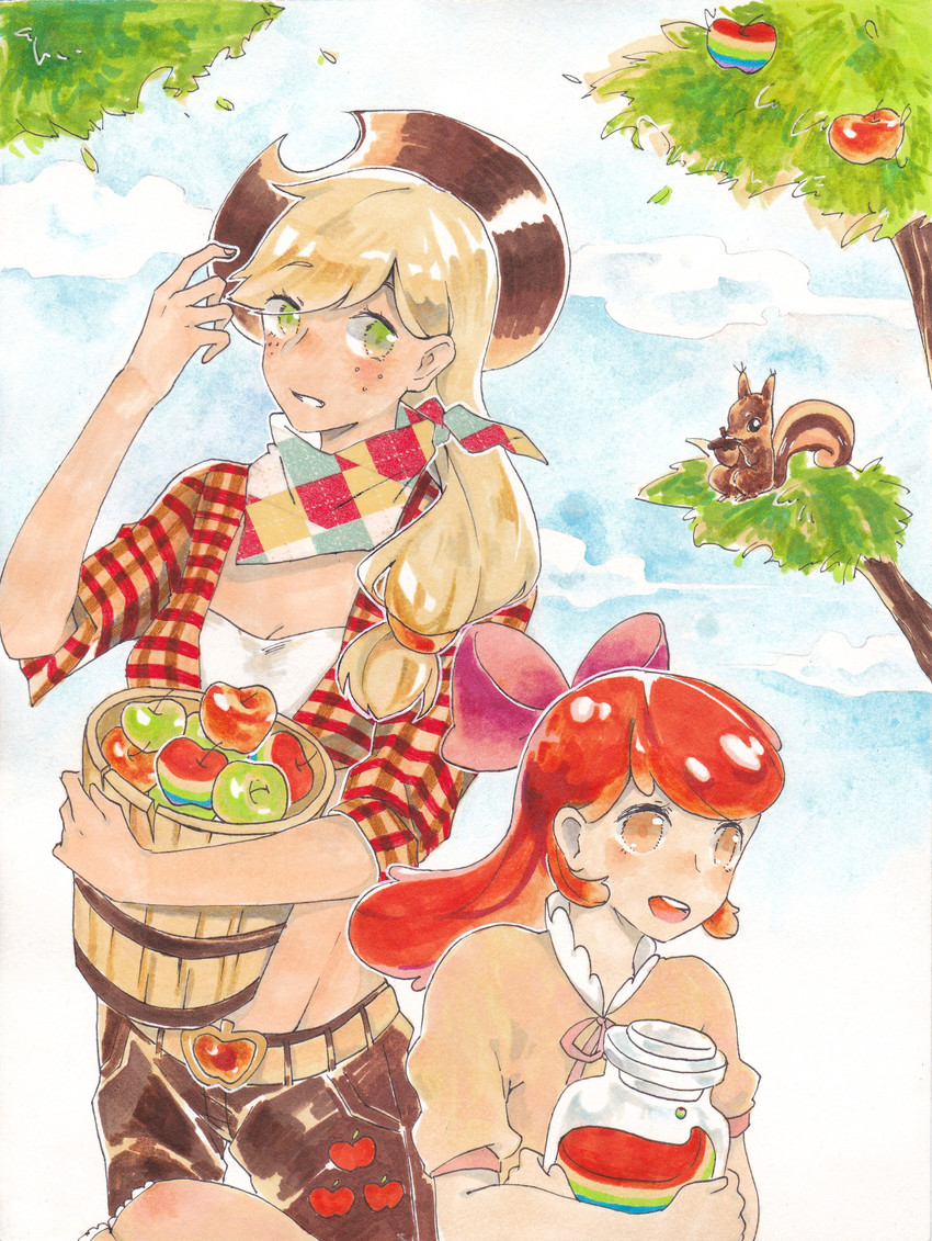 applejack and apple bloom (my little pony and 1 more) drawn by choujou_kabe