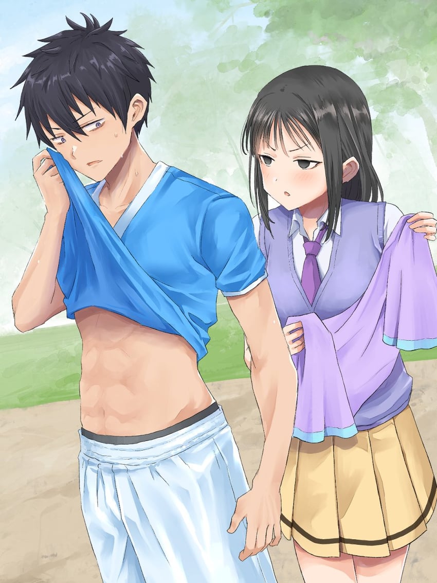 kuroki tomoki and mima sachi (watashi ga motenai no wa dou kangaetemo omaera ga warui!) drawn by okiru
