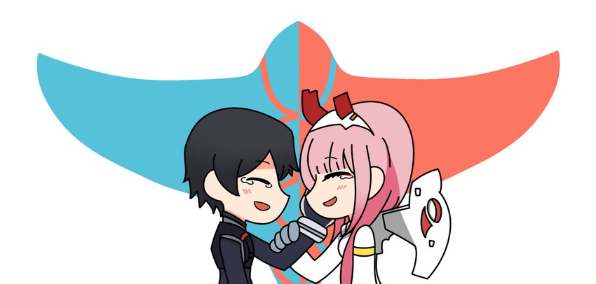 zero two and hiro (darling in the franxx) drawn by tashidraw