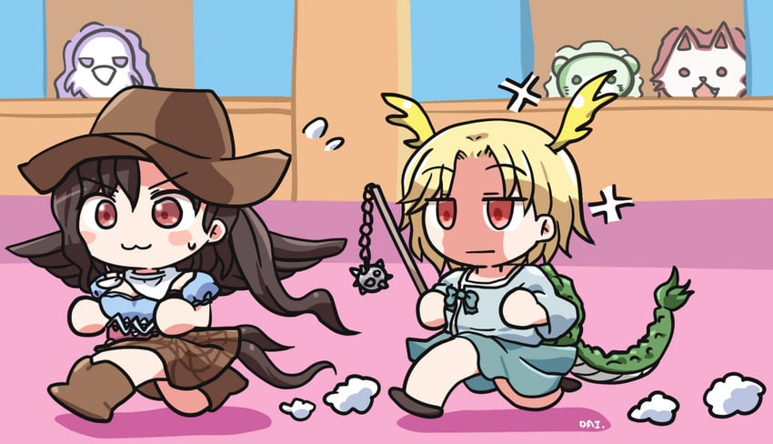 kicchou yachie, kurokoma saki, otter spirit, wolf spirit, and eagle spirit (touhou and 1 more) drawn by rokugou_daisuke