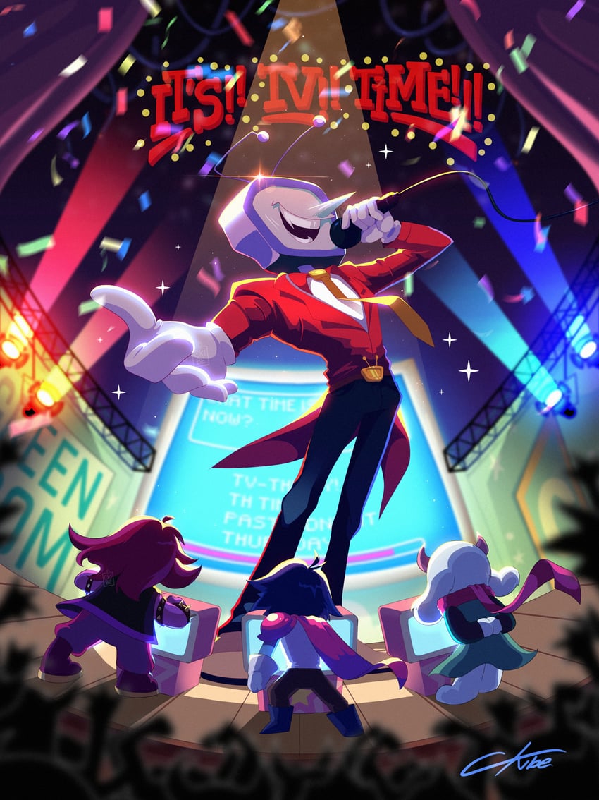kris, ralsei, susie, and ant tenna (deltarune) drawn by c_kibe