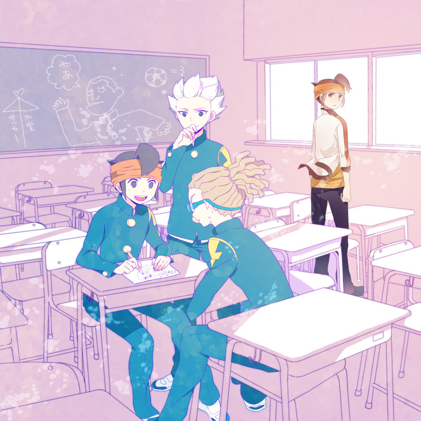 endou mamoru, kidou yuuto, gouenji shuuya, and someoka ryuugo (inazuma eleven go and 1 more) drawn by ono_(0_no)