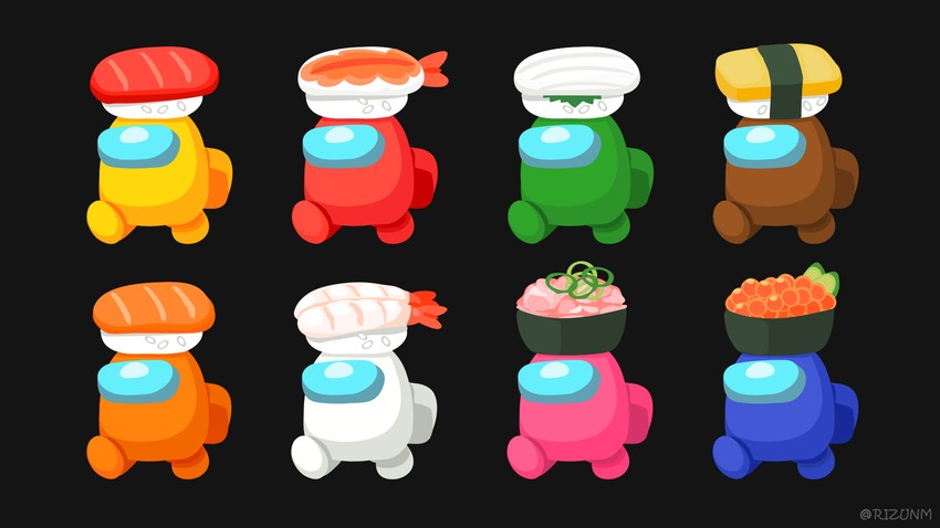 crewmate, yellow, red, white, blue, and 4 more (among us) drawn by rizu_(rizunm)