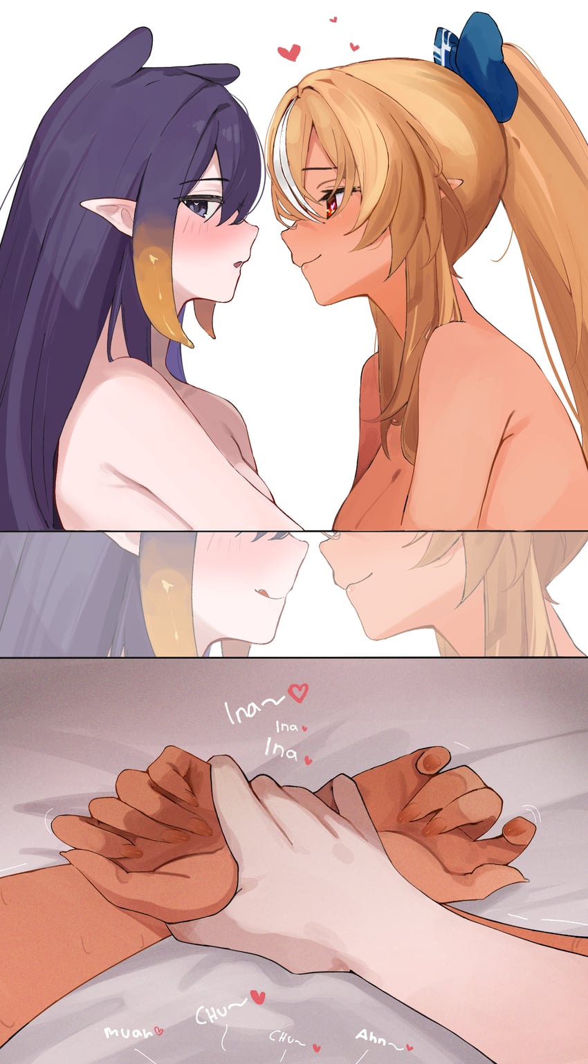 ninomae ina'nis and shiranui flare (hololive and 1 more) drawn by ku_roiko