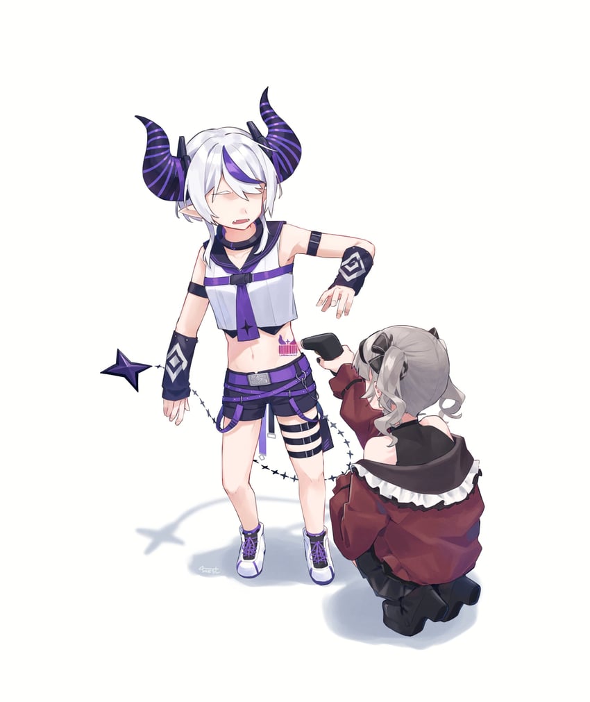 sakamata chloe and la+ darknesss (hololive) drawn by westlee_ar