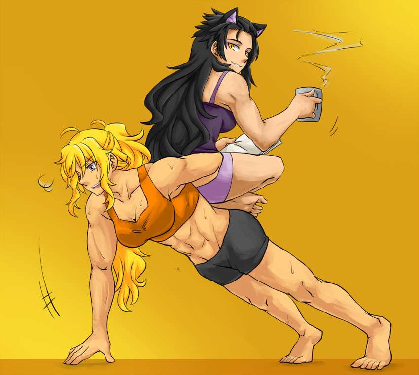 yang xiao long and blake belladonna (rwby) drawn by dlanon