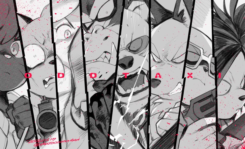 yano, sekiguchi, daimon kenshirou, dobu, mitsuya yuki, and 2 more (odd taxi) drawn by shatou_(c-com)