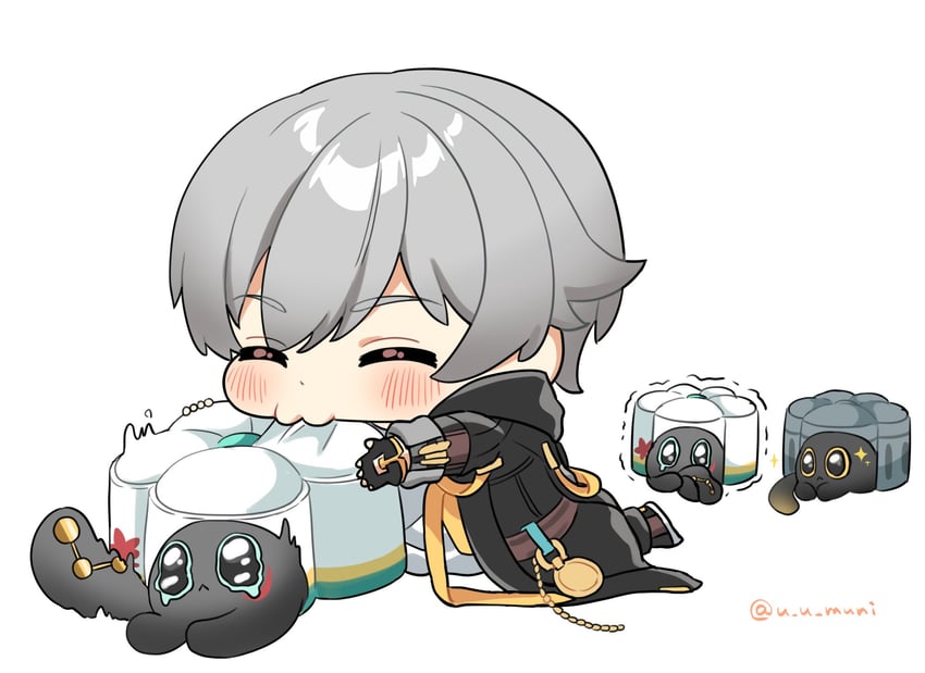 trailblazer, caelus, and dan heng (honkai and 1 more) drawn by u_u_muni
