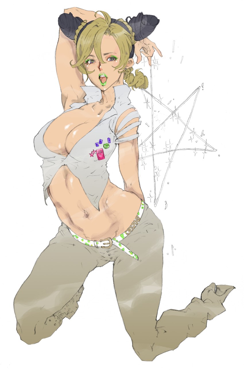 kujo jolyne (jojo no kimyou na bouken and 1 more) drawn by kyuraa_(kyura9een)