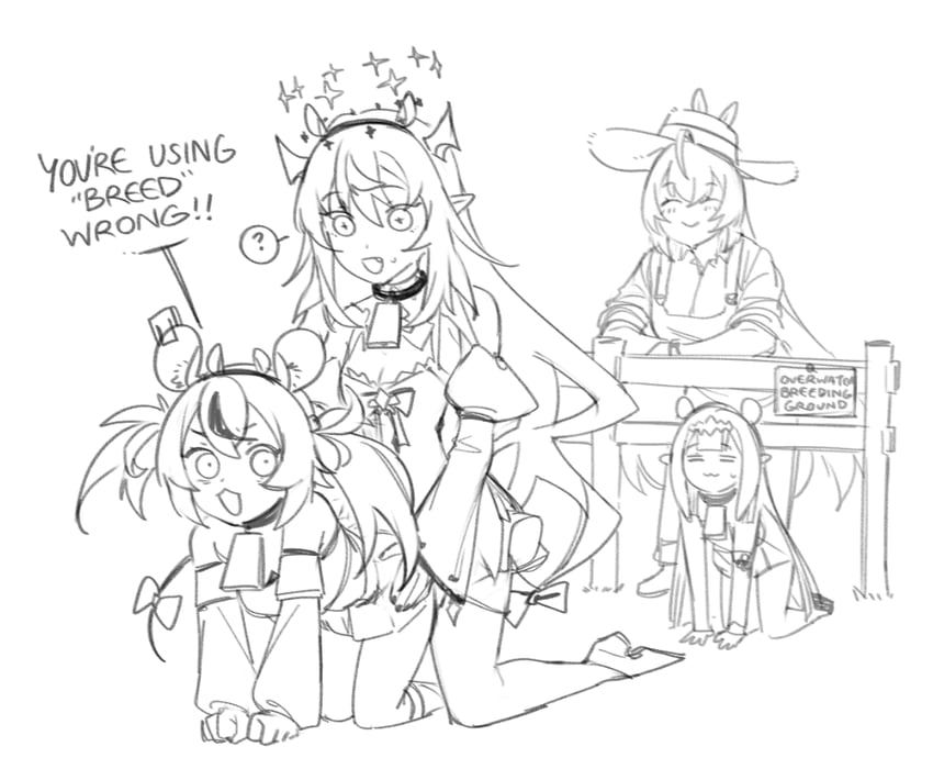 ninomae ina'nis, nanashi mumei, hakos baelz, and irys (hololive and 1 more) drawn by dasdokter