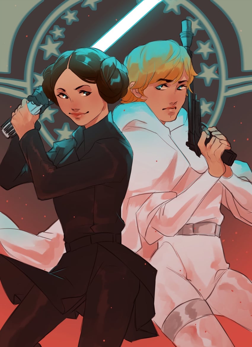 princess leia and luke skywalker (star wars) drawn by molenaide