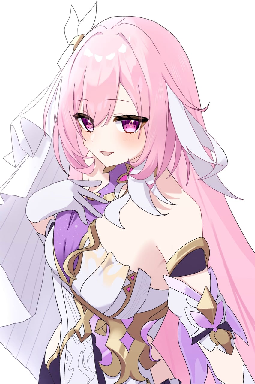 elysia (honkai and 1 more) drawn by h2o_omizu
