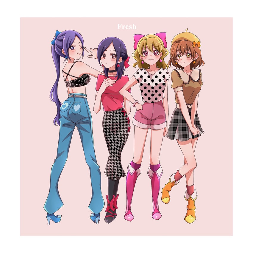 higashi setsuna, momozono love, yamabuki inori, and aono miki (precure and 1 more) drawn by aikatsu0702