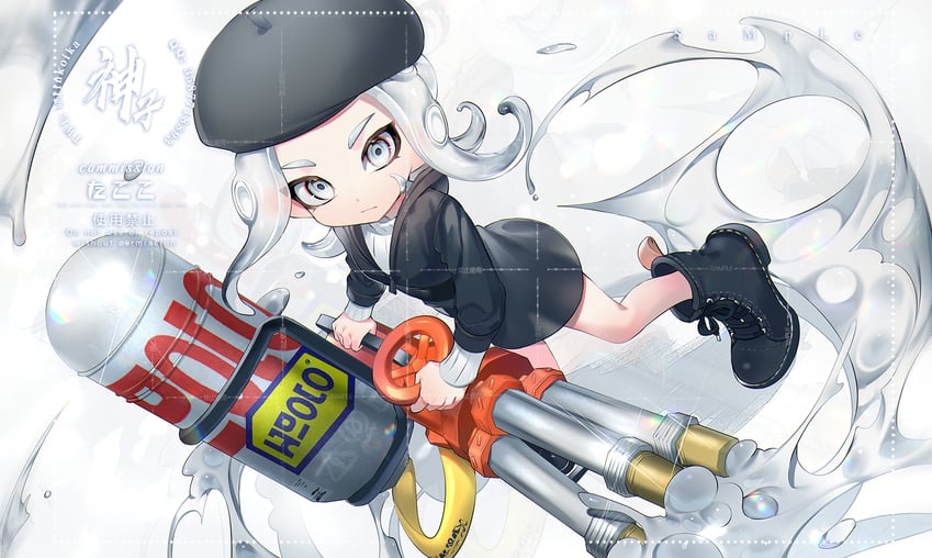octoling player character and octoling girl (splatoon) drawn by jinkoika