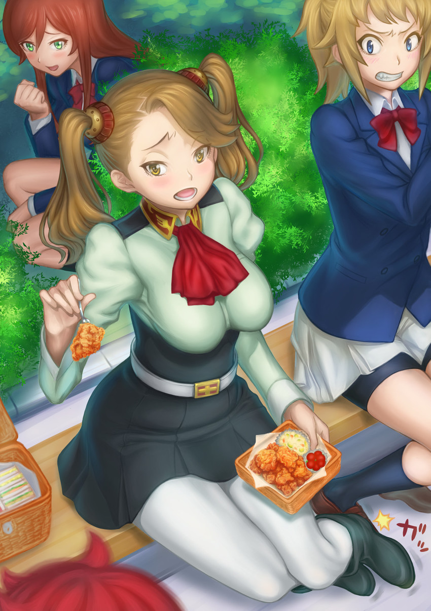 hoshino fumina, sazaki kaoruko, kamiki mirai, and kamiki sekai (gundam and 2 more) drawn by kyodairobo