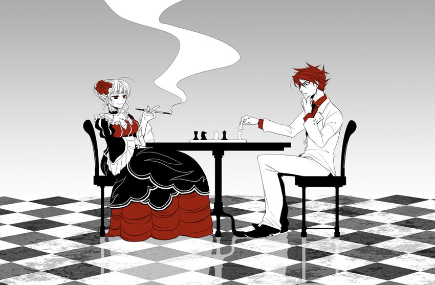 beatrice and ushiromiya battler (umineko no naku koro ni) drawn by sousui_hani
