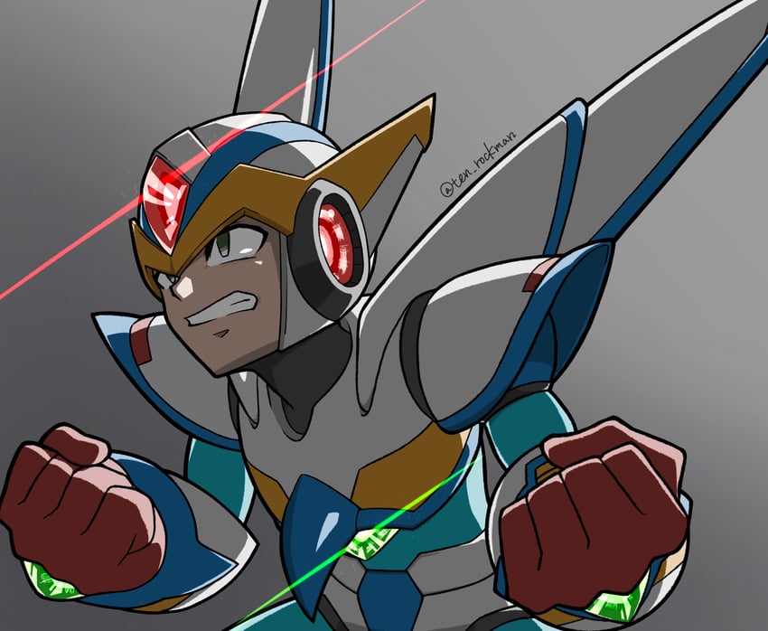 x and falcon armor x (mega man and 2 more) drawn by ten_(ten_rockman)