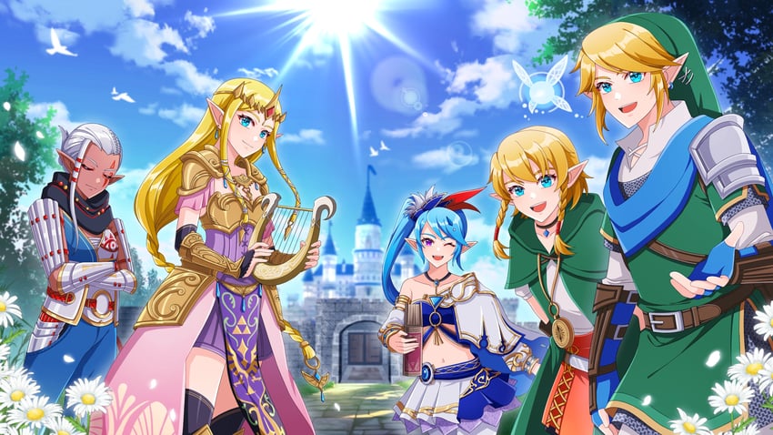 link, princess zelda, impa, linkle, and lana (the legend of zelda and 1 more) drawn by fuwafuwallen