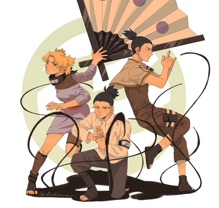 temari, nara shikamaru, and nara shikadai (naruto and 2 more) drawn by steohsama