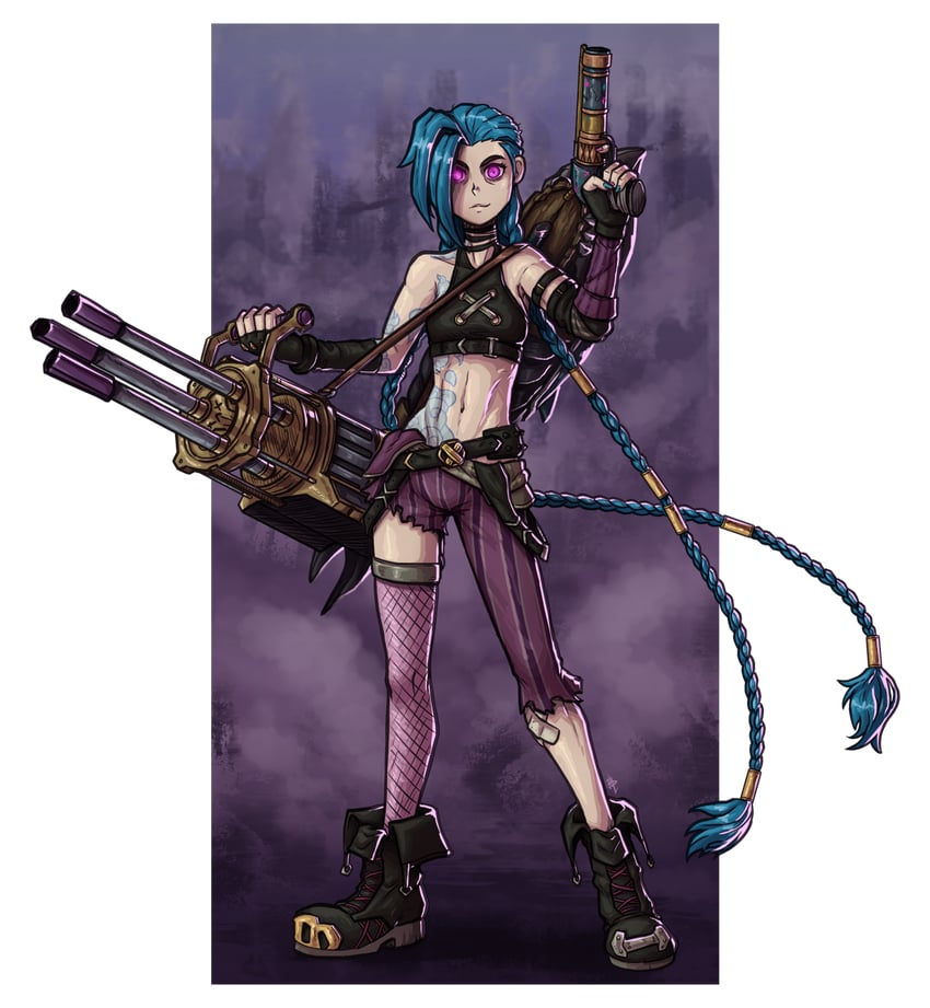 jinx and arcane jinx (league of legends and 1 more) drawn by henlp