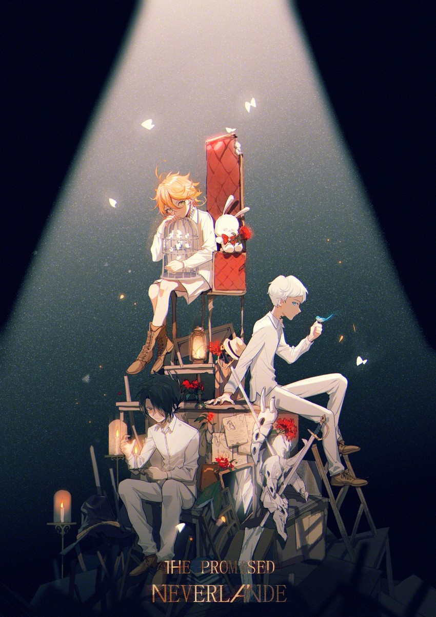 emma, norman, and ray (yakusoku no neverland) drawn by annsmow