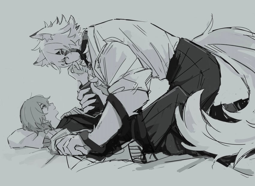 wise and von lycaon (zenless zone zero) drawn by kue30zz