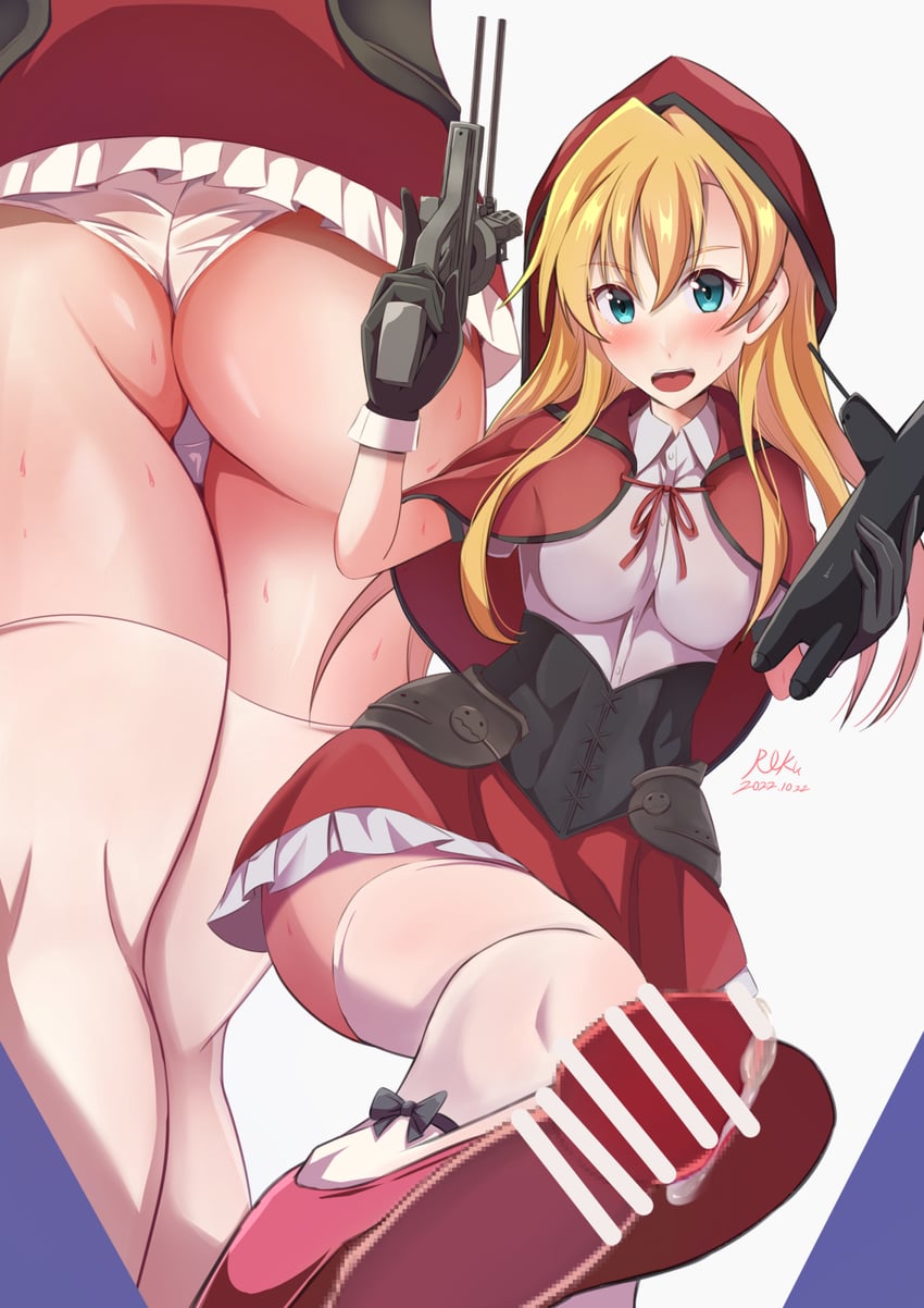 little red riding hood, abukuma kai ni, and abukuma (kantai collection and 1 more) drawn by roku_(roku28)